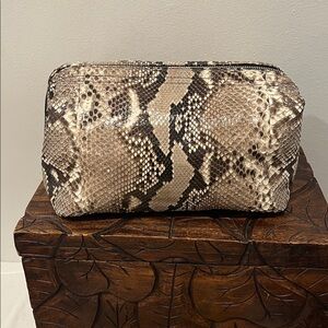 Elisabeth Weinstock Natural and Black Snakeskin Clutch